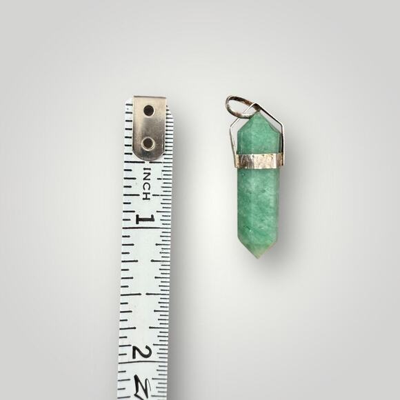 Sterling Silver 925 Green Aventurine Crystal Point Pendant - Hexagonal Wand - Picture 4 of 4